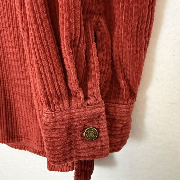 J. Jill L Rust Red 100% Cotton Corduroy Button Front Shirt Hong Kong Made - Picture 7 of 10